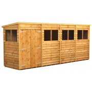 Power 16x4 Pent Garden Shed Overlap - Double Door